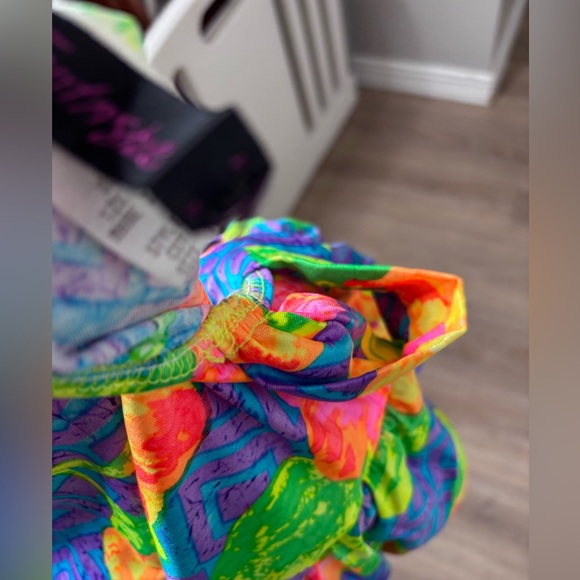 Vintage Fantasize 90s Neon Floral Bikini – Size 18W Plus Size Retro Swimwear - Picture 6 of 9